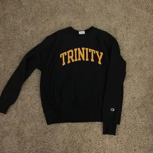 Champion blue and yellow trinity college crewneck